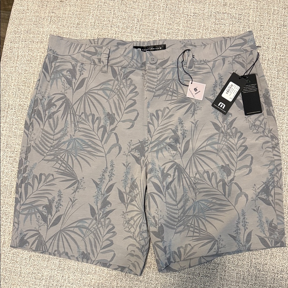Travis Mathew Gray Patterned Men Shorts